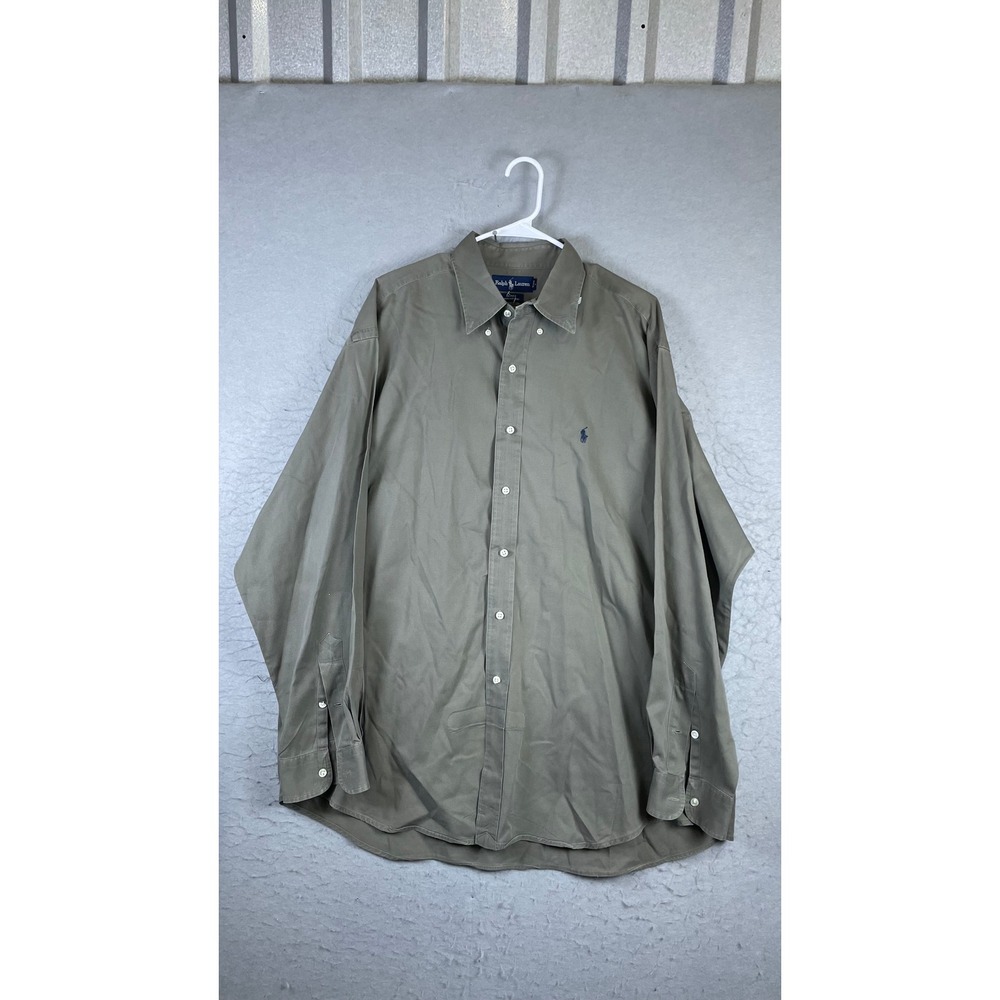 Ralph Lauren Button Down Shirt Mens XL Olive Green Excellent Blake Cotton Pony